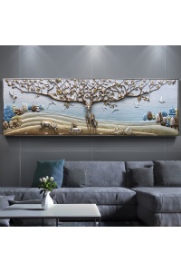 Tranh phù điêu Hươu tài lộc, gia đình hươu 7