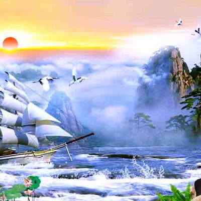 Tranh gạch 3D thuận buồm xuôi gió 45 - tranh gạch 3D phòng khách