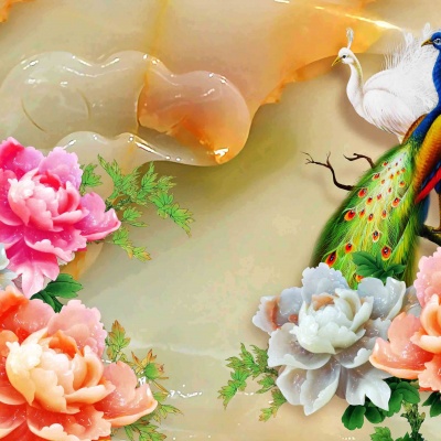 Tranh gạch 3D con công cc340