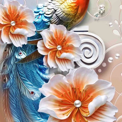 Tranh gạch 3D con công cc156