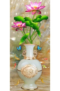 tranh gạch 3d lộc bình 03