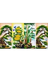 Tranh Tứ Quý Tùng Cúc Trúc Tùng VN3021